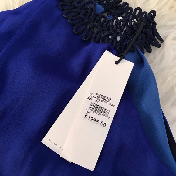 Galvan London Cocktail Dress Party Silk - Cobalt - Picture 6 of 8